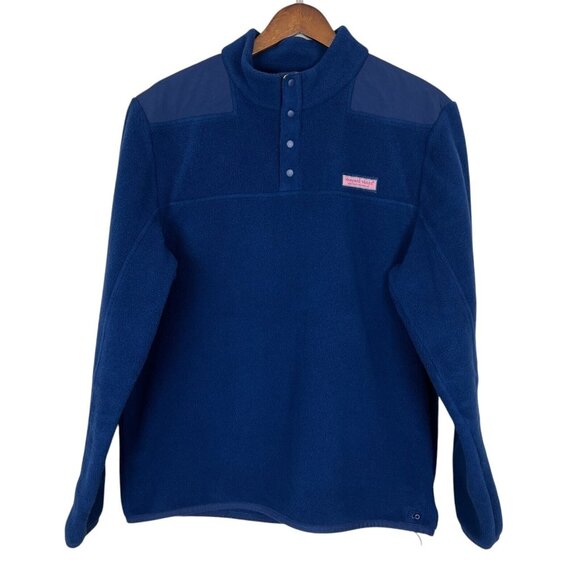 Vineyard Vines Fleece 1/4 Snap Pullover Mens Large Blue Harbor Shep Shirt Jacket - Picture 1 of 16